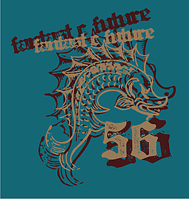 印花矢量圖 動(dòng)物 魚 抽象 文字 免費(fèi)素材