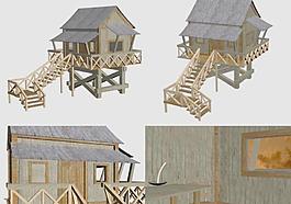 The Cottage for 3d Max 9 木質樓梯小屋