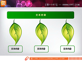 綠色樹葉背景并列關(guān)系PPT圖表素材