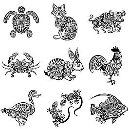 手绘动物花纹