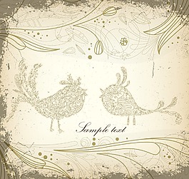 矢量垃圾花卉背景抽象的鳥