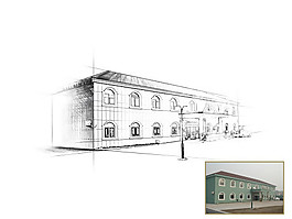 素描建筑图psd素材