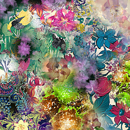 位圖 混合花紋 花朵 免費素材