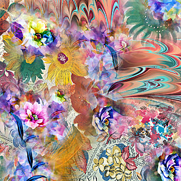 位圖 混合花紋 花朵 免費(fèi)素材