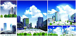 現(xiàn)代都市風(fēng)貌城市布局矢量素材