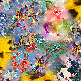位圖 混合花紋 花朵 免費(fèi)素材