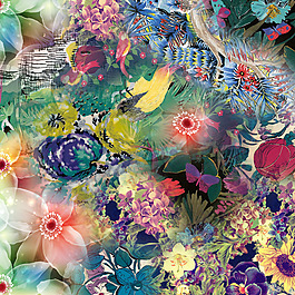 位圖 混合花紋 花朵 免費(fèi)素材