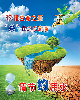 請節(jié)約用水PSD公益海報(bào)