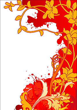 矢量圖紅黃花紋