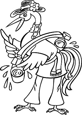卡通擬人仙鶴