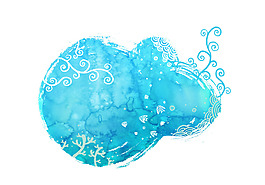 蓝色水墨画