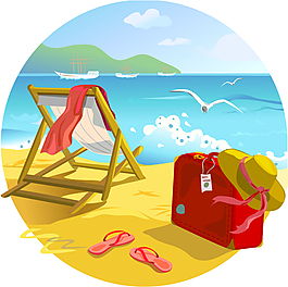 浪漫夏日海邊矢量素材