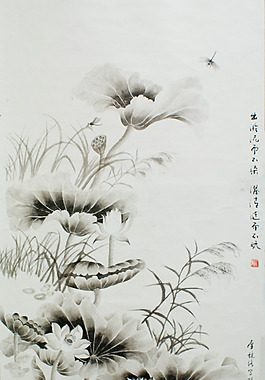 荷花 水墨画