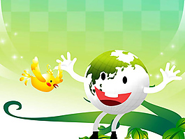可愛(ài)地球與小鳥(niǎo)的卡通ppt