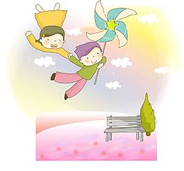 孩子和風(fēng)車