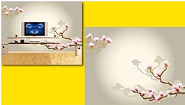 電視背景墻壁畫設計