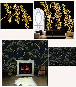 室內(nèi)背景墻壁畫(huà)圖案