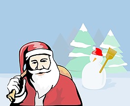 圣克勞斯在bckgrnd雪人