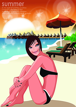 夏天矢量插畫風景