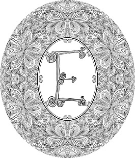手繪字體字母E矢量插畫