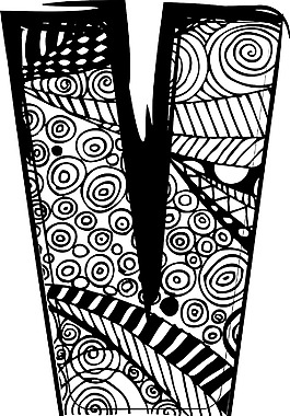 抽象畫插畫矢量字母V