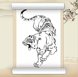 百獸之王白描圖