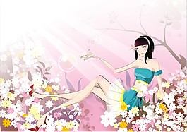 花叢中的少女