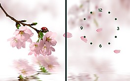 無框畫 桃花鐘表畫