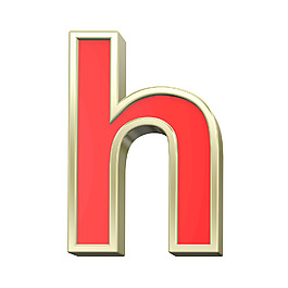 小寫字母的紅色與金框字符集