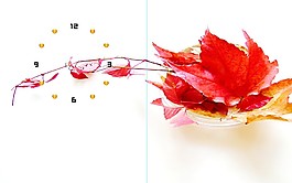 無框畫 樹葉鐘表畫