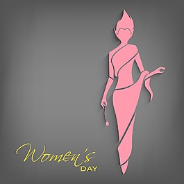 三八婦女節(jié)賀卡或海報(bào)的灰色背景的女孩插畫設(shè)計(jì)