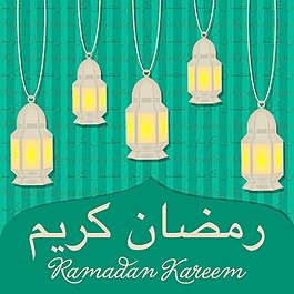 綠色齋月賀卡矢量格式
