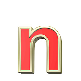 小寫字母的紅色與金框字符集