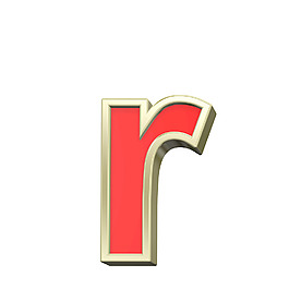 小寫字母的紅色與金框字符集