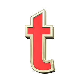 小寫字母的紅色與金框字符集