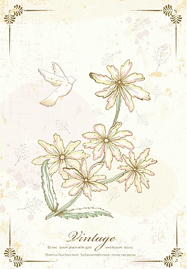 舊貨花卉矢量插圖