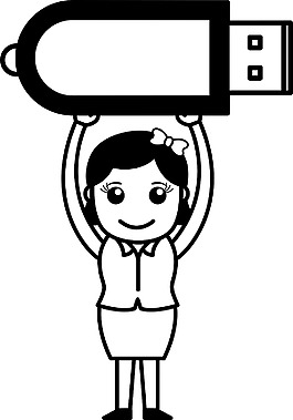 女人筆驅動器網絡數據加密狗矢量插圖