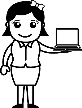 隨著筆記本電腦-矢量插畫的女孩