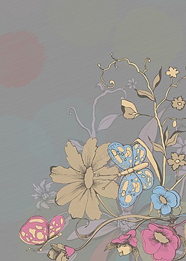 復(fù)古花卉背景矢量