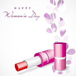 三八婦女節(jié)賀卡或海報(bào)與PI口紅花裝飾背景設(shè)計(jì)