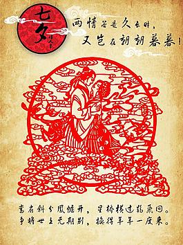 七夕剪紙海報(bào)素材下載