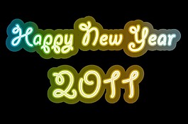 矢量新年快乐的霓虹灯文字