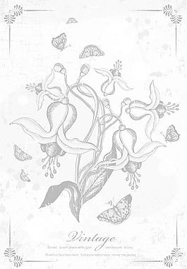 舊貨花卉矢量插圖