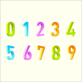 五颜六色的立体数字矢量