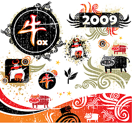 2009牛年潮流元素矢量素材