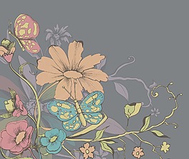 復(fù)古花卉背景矢量