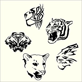 獅子和老虎剪影