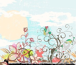 舊貨花卉背景矢量