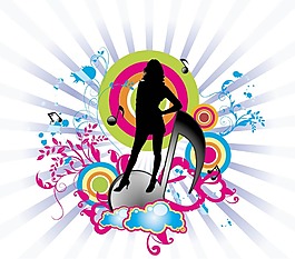 音符女人剪影