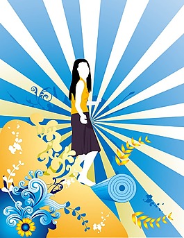 光线花纹美女